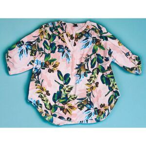 WORTHINGTON Plus Size 3X Pink Floral Tropical Blouse Top
